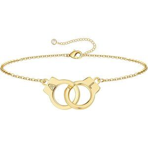 Initial Handcuff Bracelets Women Girls Gold Plated Personalized Gift
